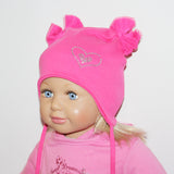 Baby Girls' Cotton Tied Beanie with Bows and Heart ~ 1-3 years | 46/050