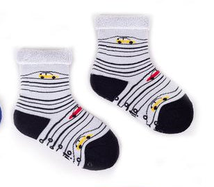 YO! Boys' Gray Ankle Socks with Cars Pattern and ABS | SKF-0005C-G1