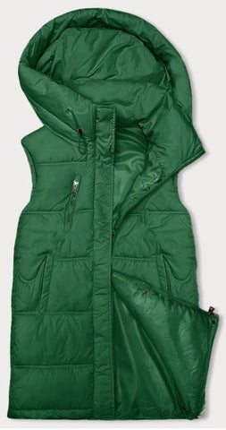 Women's Green Hooded Quilted Vest | Vest-GR