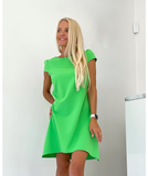 Green Trapezoidal Shaped Asymmetrical Dress | UPL-G