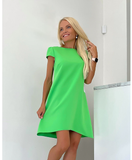 Green Trapezoidal Shaped Asymmetrical Dress | UPL-G