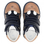 Bartek Boys' Navy-Brown Prophylactic Leather Ankle Sneakers | W-11702-007