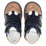 Bartek Boys' Navy-Brown Prophylactic Leather Ankle Sneakers | W-11702-007
