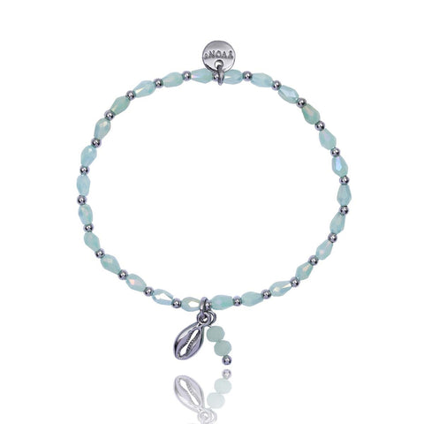 Light Green Bracelet with Natural Stones and Silver Beads | B02058