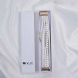 White Eco-leather Bracelet with Golden Details | B01169