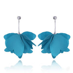 Blue Satin Flowery Earrings | E01006