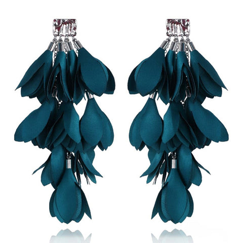 Aqua Green Long Satin Earrings | E99062