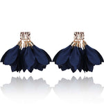 Navy Blue Satin Flower Petal Earrings | E99054