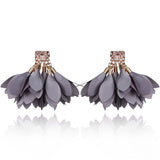 Gray Satin Flower Petal Earrings | E99053