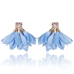 Light Blue Satin Flower Petal Earrings | E99049