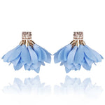 Light Blue Satin Flower Petal Earrings | E99049