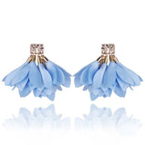 Light Blue Satin Flower Petal Earrings | E99049