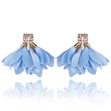 Light Blue Satin Flower Petal Earrings | E99049