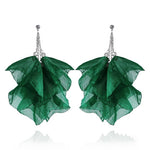 Dark Green Silk Flowery Earrings | E99104