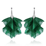 Dark Green Silk Flowery Earrings | E99104