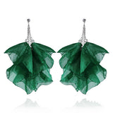 Dark Green Silk Flowery Earrings | E99104