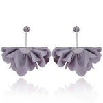 Gray Long Satin Earrings with Silver Details | E99023