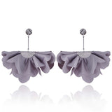 Gray Long Satin Earrings with Silver Details | E99023