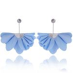Blue Long Satin Earrings with Silver Details | E99020
