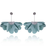 Mint Long Satin Earrings with Silver Details | E99018