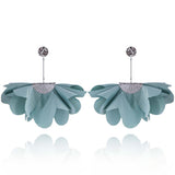 Mint Long Satin Earrings with Silver Details | E99018