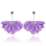 Light Purple Long Satin Earrings with Silver Details | E99015
