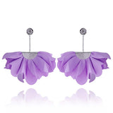 Light Purple Long Satin Earrings with Silver Details | E99015