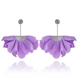 Light Purple Long Satin Earrings with Silver Details | E99015