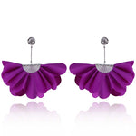 Purple Long Satin Earrings with Silver Details | E99014