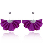 Purple Long Satin Earrings with Silver Details | E99014