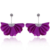 Purple Long Satin Earrings with Silver Details | E99014