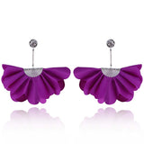 Purple Long Satin Earrings with Silver Details | E99014
