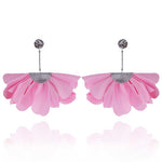 Pink Long Satin Earrings with Silver Details | E99013