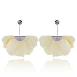Light Yellow Long Satin Earrings with Silver Details | E99012