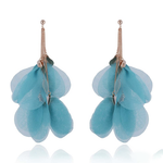 Light Blue Flower Petal Long Silk Earrings | E99010