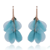 Light Blue Flower Petal Long Silk Earrings | E99010