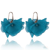 Aqua Blue Silk Earrings with Blue Stones | E99088