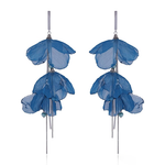 Blue Flower Petal Long Silk Earrings | E99114