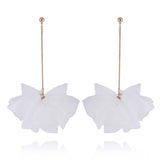 Golden White Long Satin Earrings | E99150