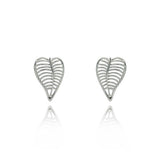 Yvon Silver Heart Leaf Earrings | E00723