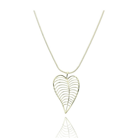 Yvon Golden Heart Leaf Long Necklace | N00722