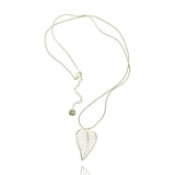 Yvon Golden Heart Leaf Long Necklace | N00722