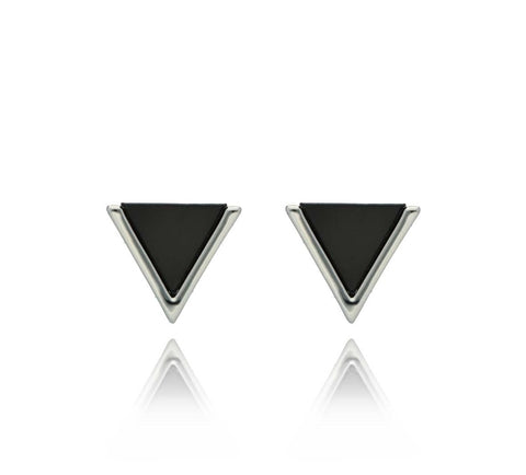Yvon Black and Silver Triangles Earrings | E00715
