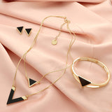 Yvon Black and Gold Triangles Earrings | E00713