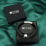 Yves Mens' Black Leather Bracelet with Silver Anchor | BM00673