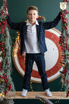 Boys' VOGA Navy Blue Plaid Blazer | V-24