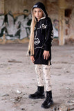 Girls' VOGA Black Hooded Tunic with Face Print | V-11