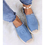 Women's Blue Jeans CC Espadrilles Slip-On Flats | NB273-BJ