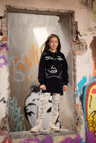 Girls' VOGA Black Hooded Tunic with Face Print | V-11