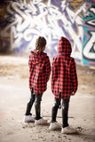 Girls' VOGA Red Plaid Asymmetric Hoodie | V-10